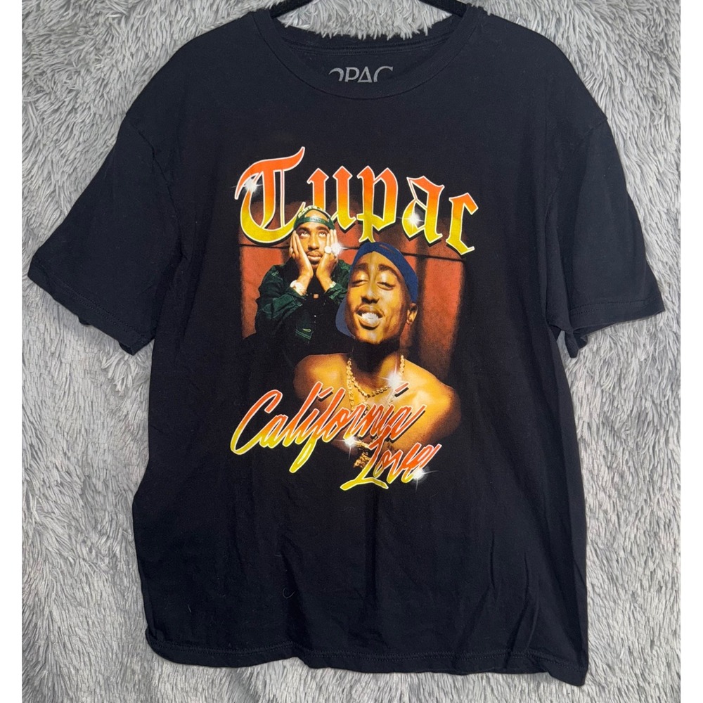 2Pac California Love T Shirt Black Graphic‎ Tee Men's Size L